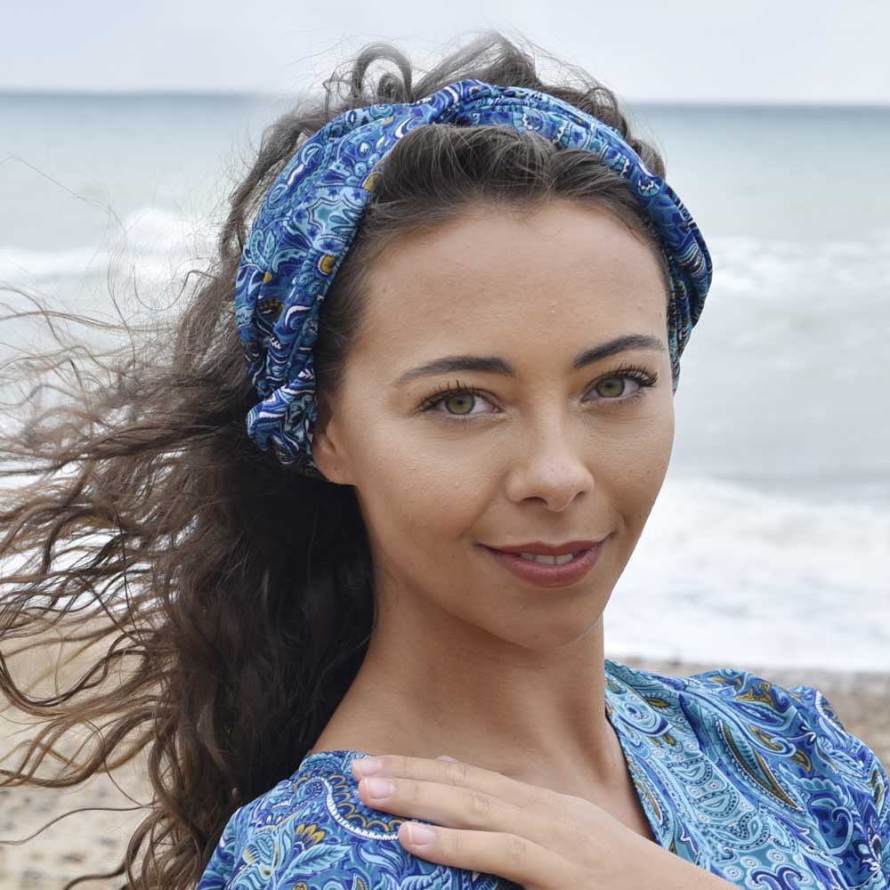 Blue Paisley Viscose Headband