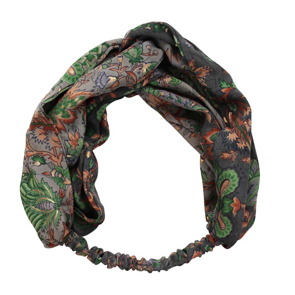 Grey & Green Paisley Viscose Headband