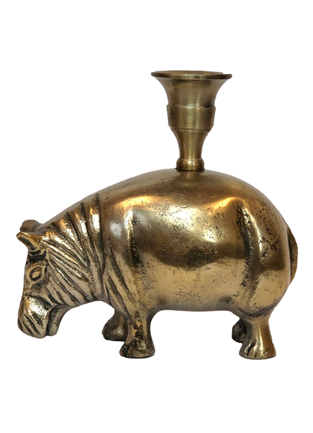 Hippo Candle Holder - Brass Finish