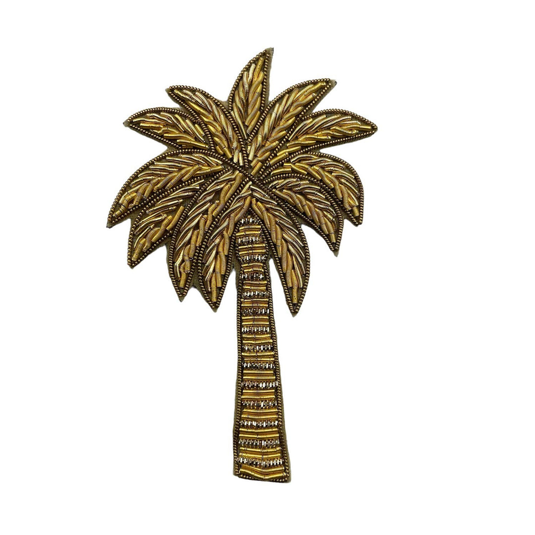 Sand palm make-up bag & palm tree pin - recycled velvet: Large