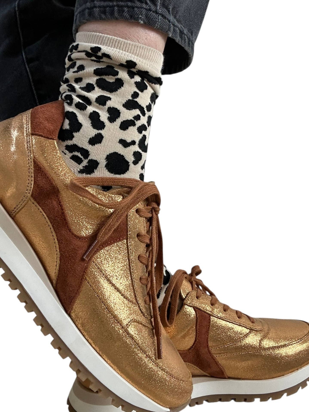 Leopard single socks - Ivy / Charcoal / Sand / Cream: Ivy