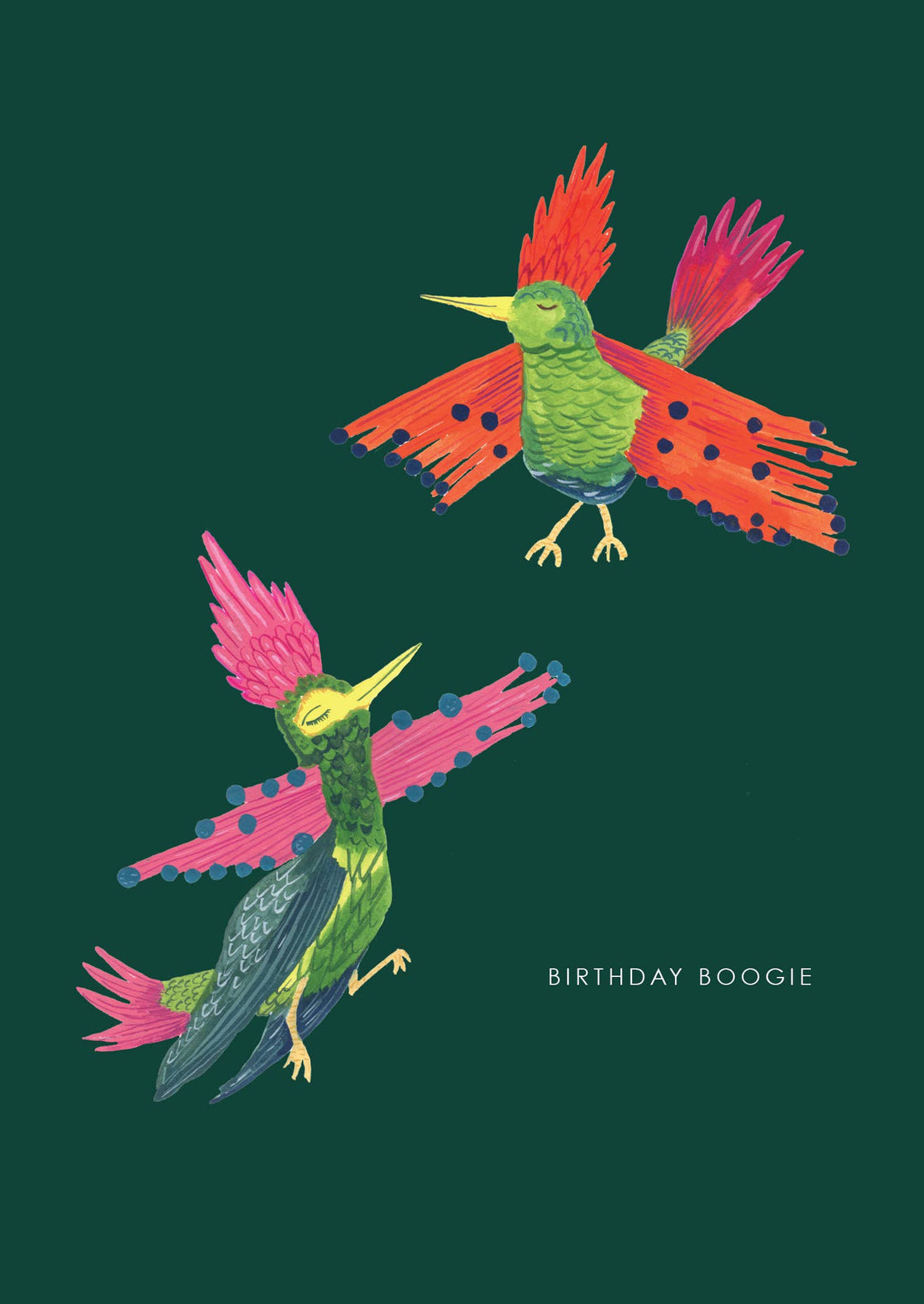 'Dancing Birds' Birthday Greetings Card: Nested/Naked