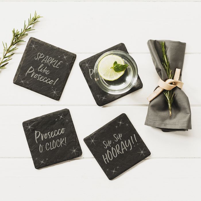 Prosecco Slate Coasters (Set of 4)