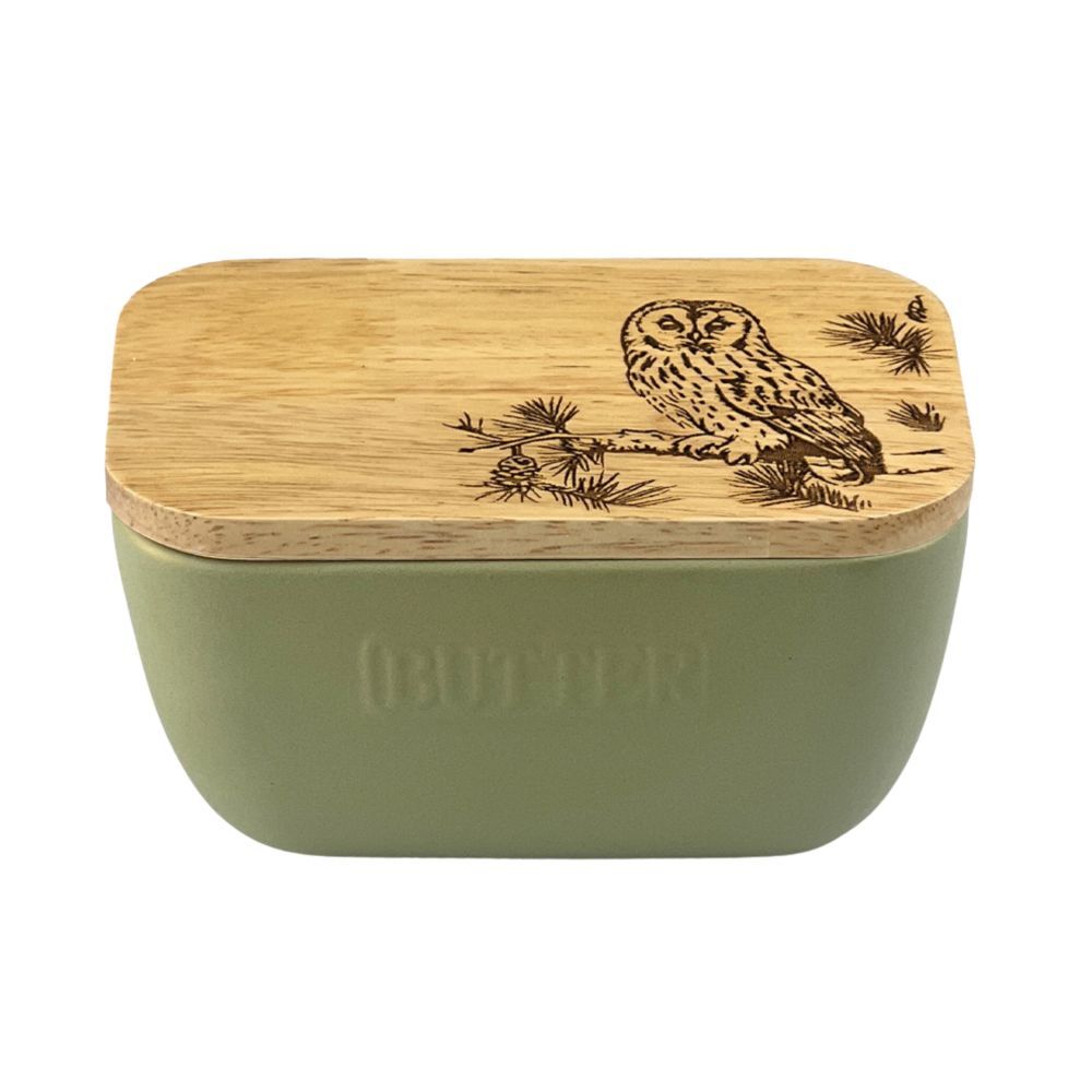 Sage Green Butter Dish - Tawny Owl