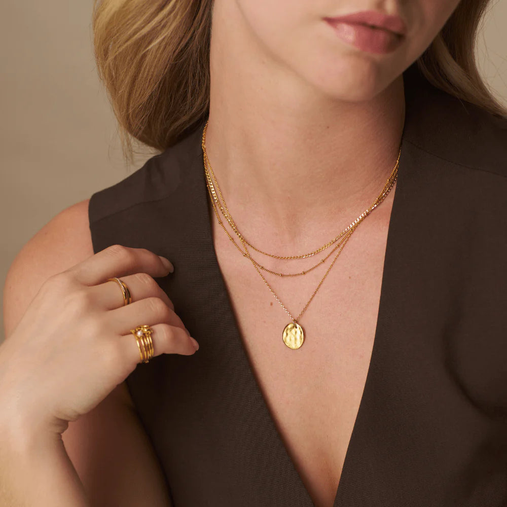 Polished Molten Coin 3-Row Necklace