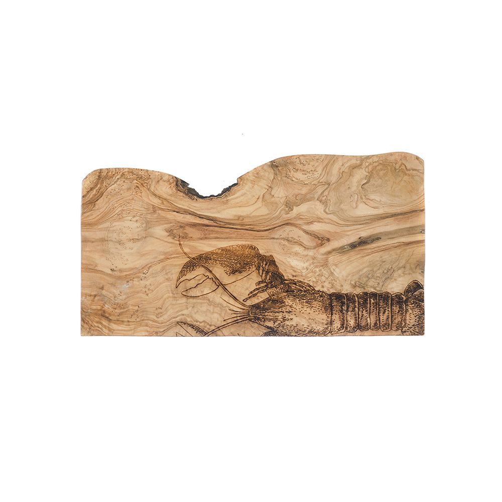 OLIVE WOOD - RUSTIC RECTANGULAR CHOPPING BOARD - LOBSTER