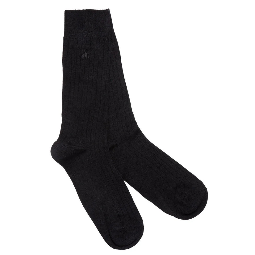 Jet Black Ribbed Socks (size 7-11)