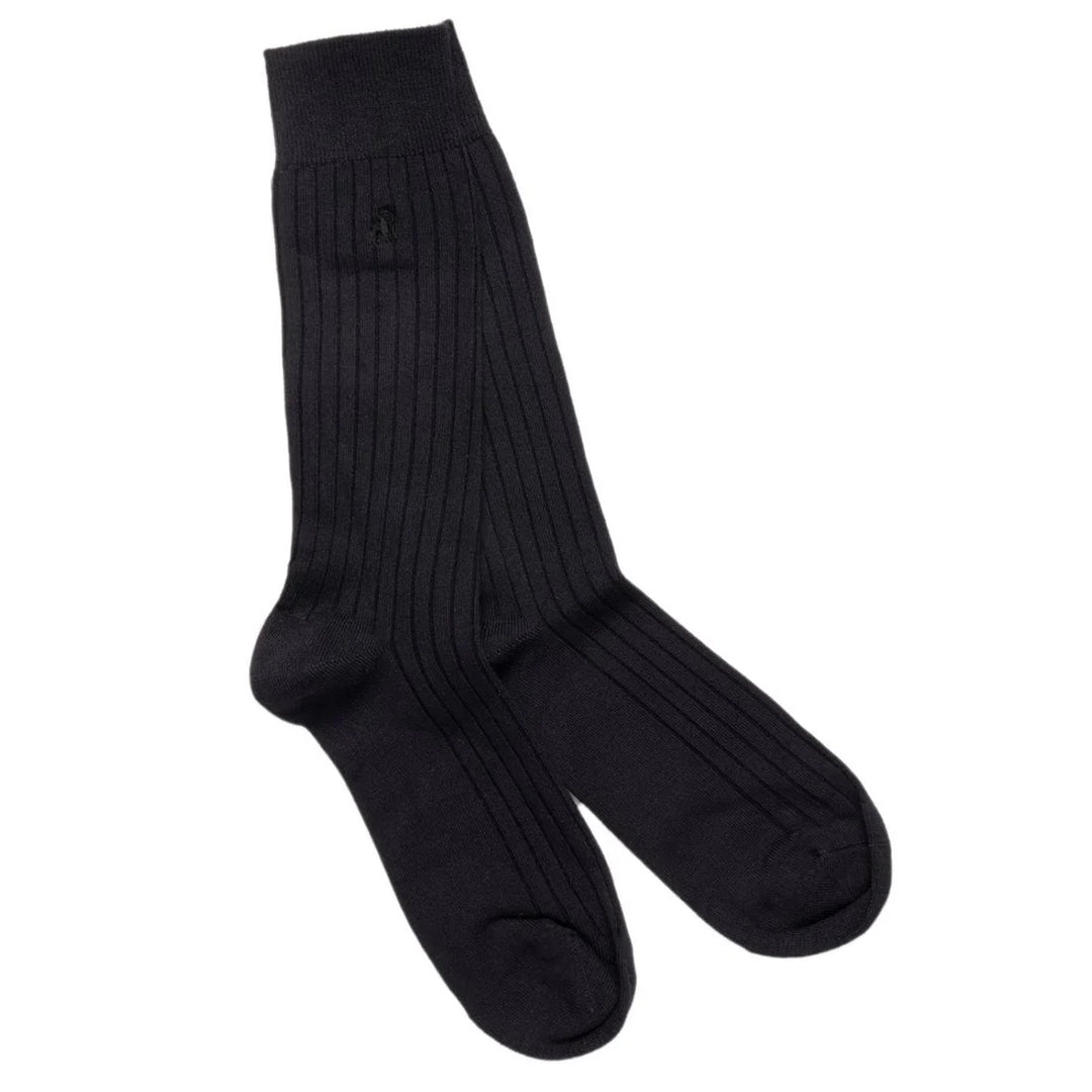 Navy Ribbed Socks (size 7-11)
