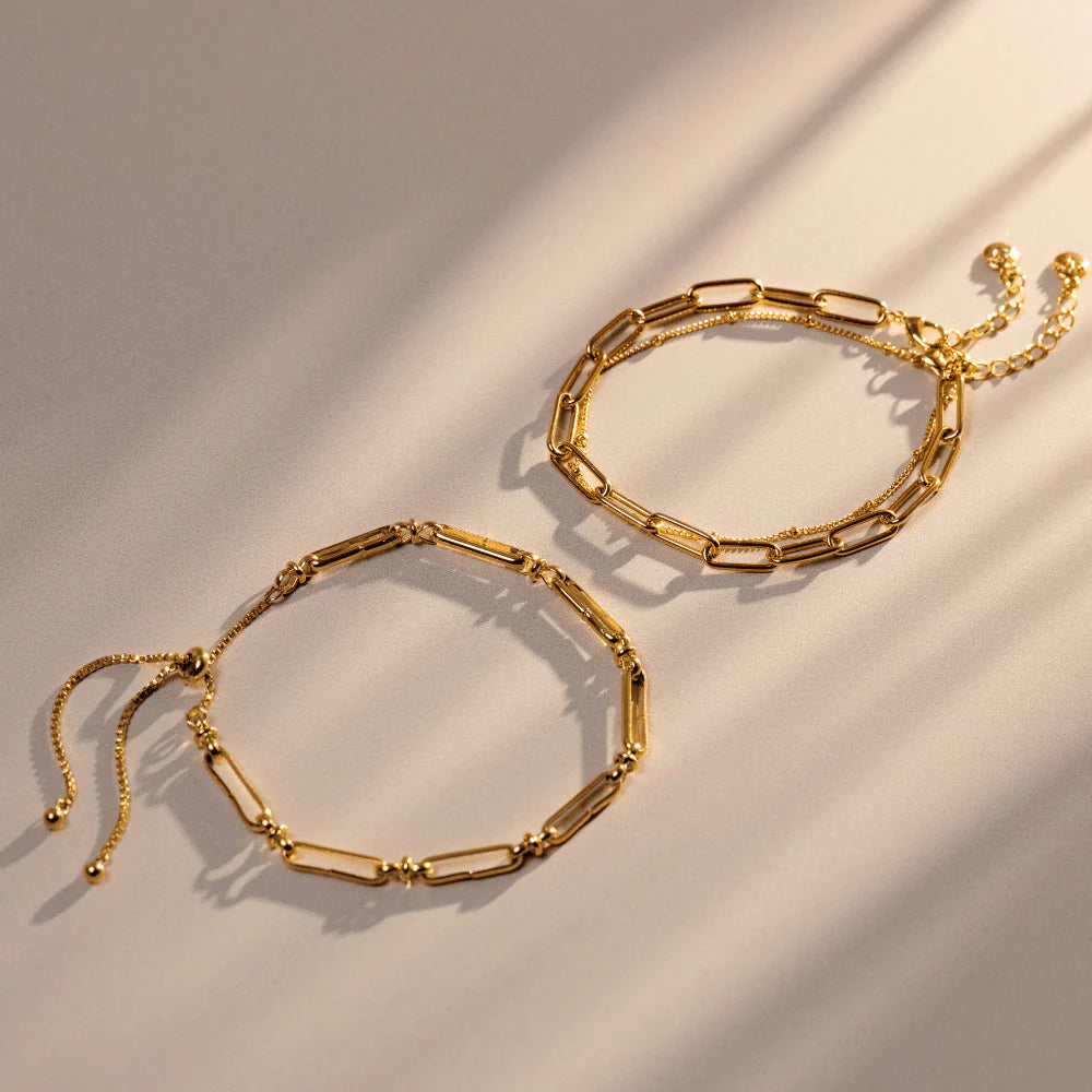 Chain Link & Satellite 2-Row Bracelet