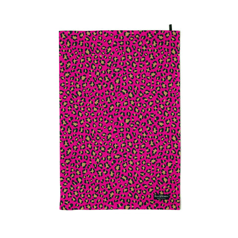 Tea Towel Hot Pink Leopard Animal Print Patterned