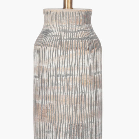 Yala Grey Wash Wood Textured Bottle Table Lamp
