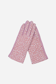 Dusty Pink All Over Leopard Print Gloves