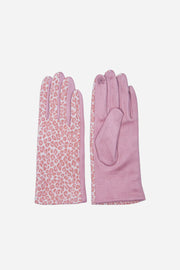 Dusty Pink All Over Leopard Print Gloves