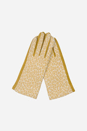 Mustard All Over Leopard Print Gloves