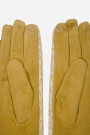 Mustard All Over Leopard Print Gloves