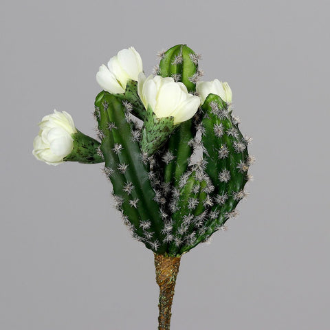 Cactus Pick With Cream Flowers,