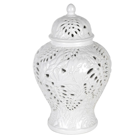 Small White Floral Jar
