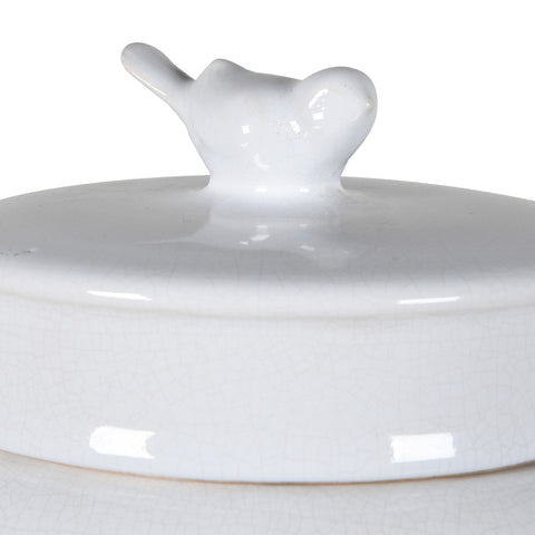Large White Bird Top Jar