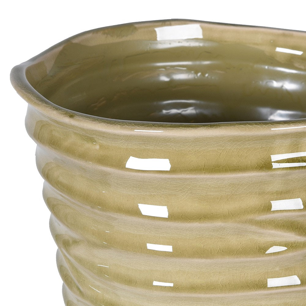Large Sage Ripple Cylinder Vase
