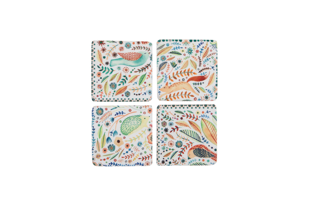 Flora and Fauna Coasters Set of 4