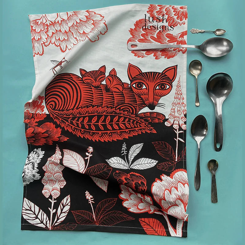 FOX AND CUBS TEA TOWEL