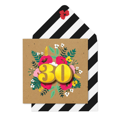 Floral Kraft 30 - Greeting Card