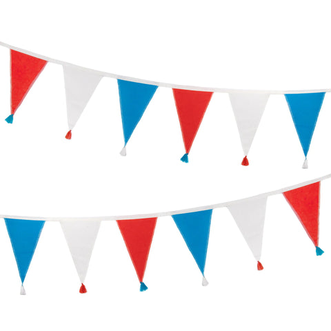 Royal Red, White and Blue Fabric Bunting, 3m