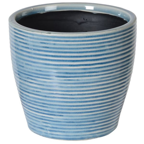 Blue Wash Ribbed Pot