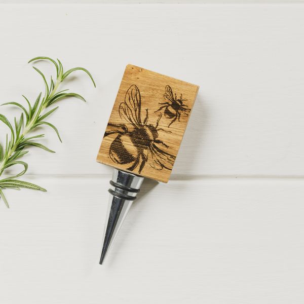 Oak Bottle Stopper - Bee