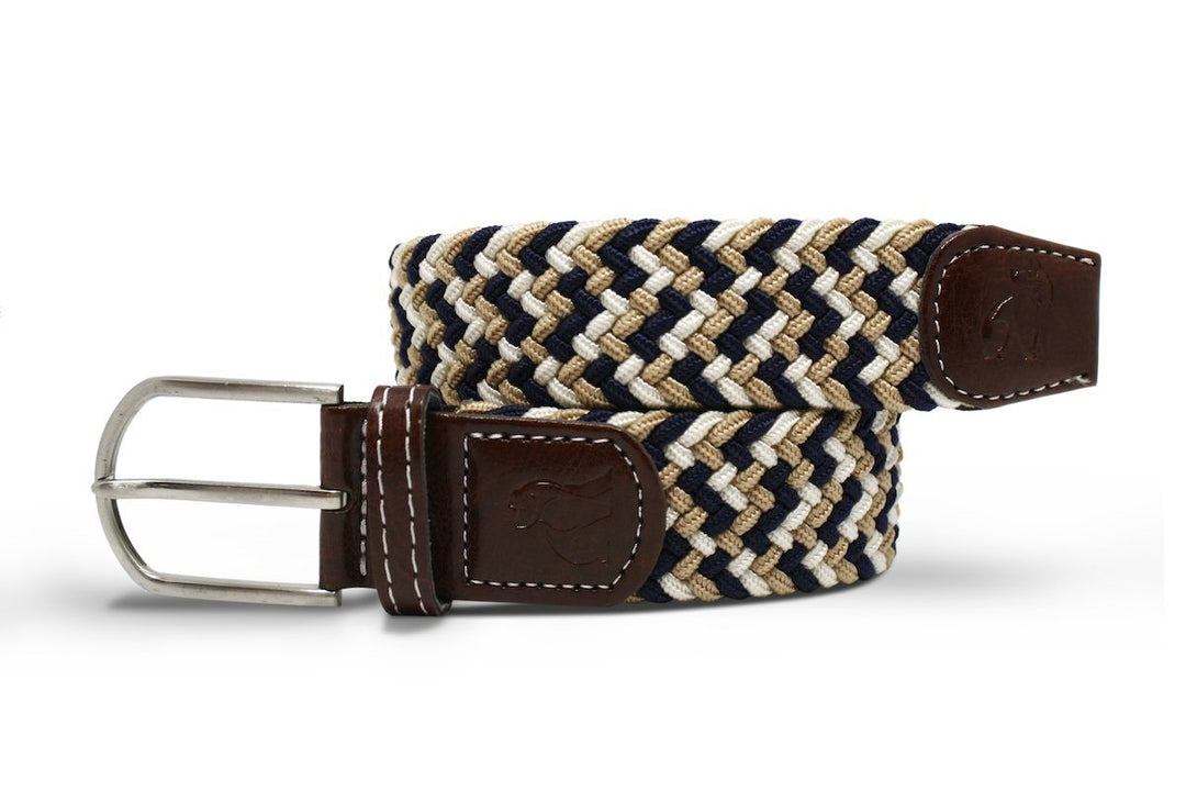 Belt - Woven Belt - Navy / Beige Zigzag