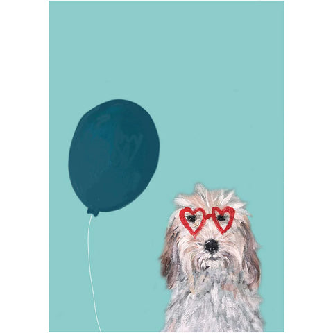 Heart Shaped Glasses With Balloon PRINT A3 UNFRAMED