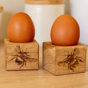2 Oak Egg Cups - Bee