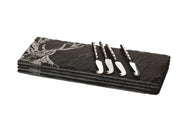 4 Etched Mini Stag Cheese Boards & Knives Gift Set