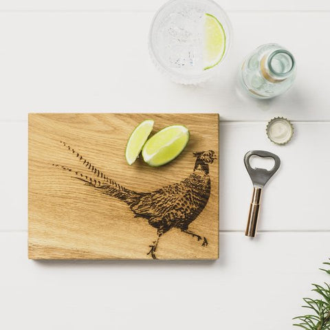 Pheasant Oak Cutting Board & Bottle Opener Set