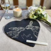 Slate Cheese Board & Chalk Set - Heart - Kissing Hares