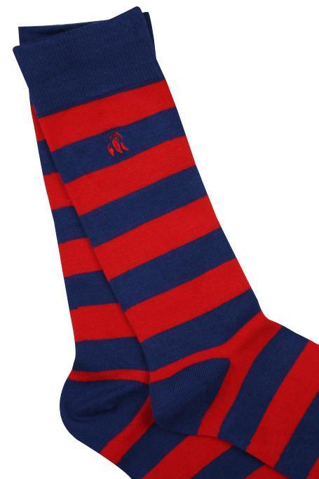 Swole Panda Classic Red Striped Bamboo Socks UK 7-11 (US 8-12 / EU 40-47)