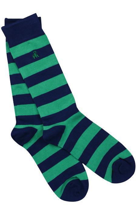 Swole Panda Socks UK 7-11 (US 8-12 / EU 40-47) Lime Green Striped Bamboo Socks