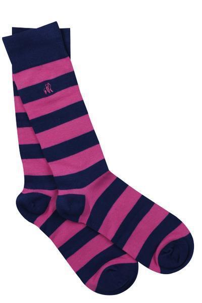 Rich Pink Striped Bamboo Socks UK 7-11 (US 8-12 / EU 40-47) thenestatno9.com